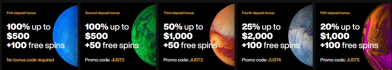 just casino sign up bonus