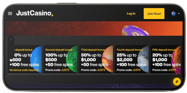 Just Casino mobile version